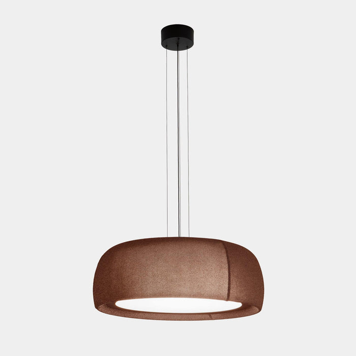 PENDANT GONG LED 25.6 2700K DALI-2 MARRON RAL 8016 MATT TEIXIT TEXTIL VERMELL 12