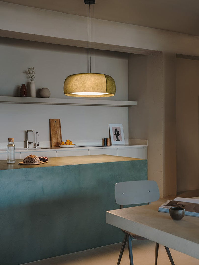 PENDANT GONG LED 25.6 2700K DALI-2 VERD RAL 6003 MATT TEIXIT TEXTIL VERD 1283LM