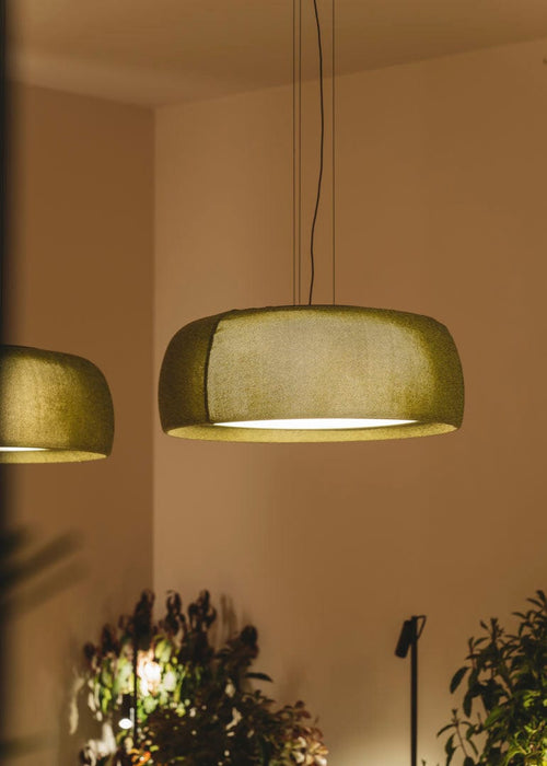 PENDANT GONG LED 25.6 2700K DALI-2 VERD RAL 6003 MATT TEIXIT TEXTIL VERD 1283LM