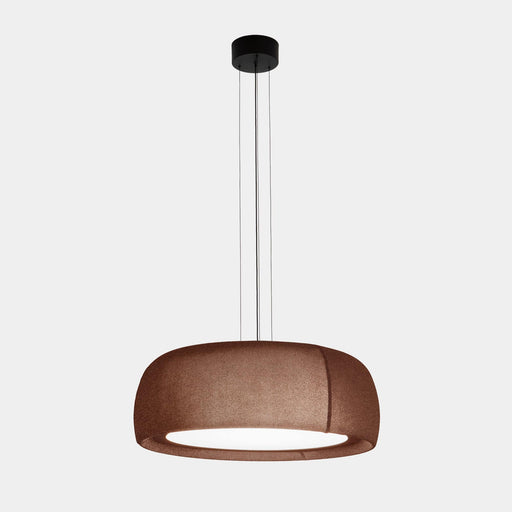 PENDANT GONG LED 25.6 3000K DALI-2 MARRON RAL 8016 MATT TEIXIT TEXTIL VERMELL 14