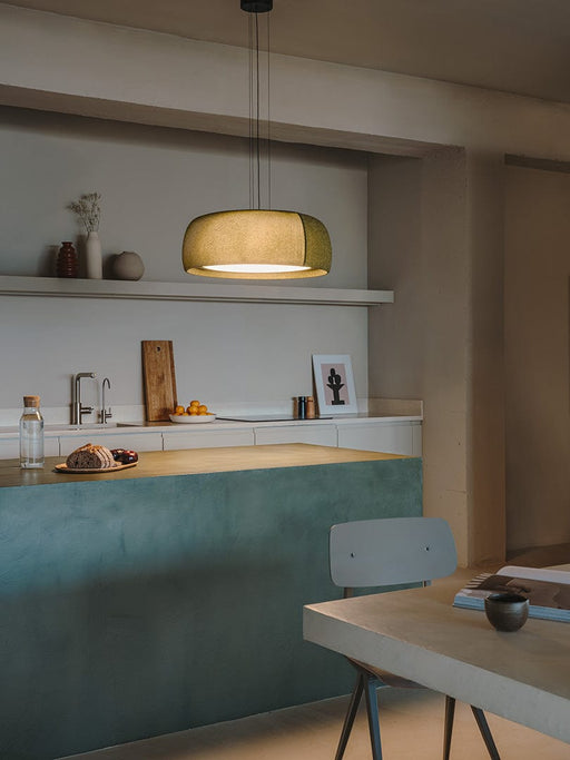 PENDANT GONG LED 25.6 3000K DALI-2 VERD RAL 6003 MATT TEIXIT TEXTIL VERD 1401LM