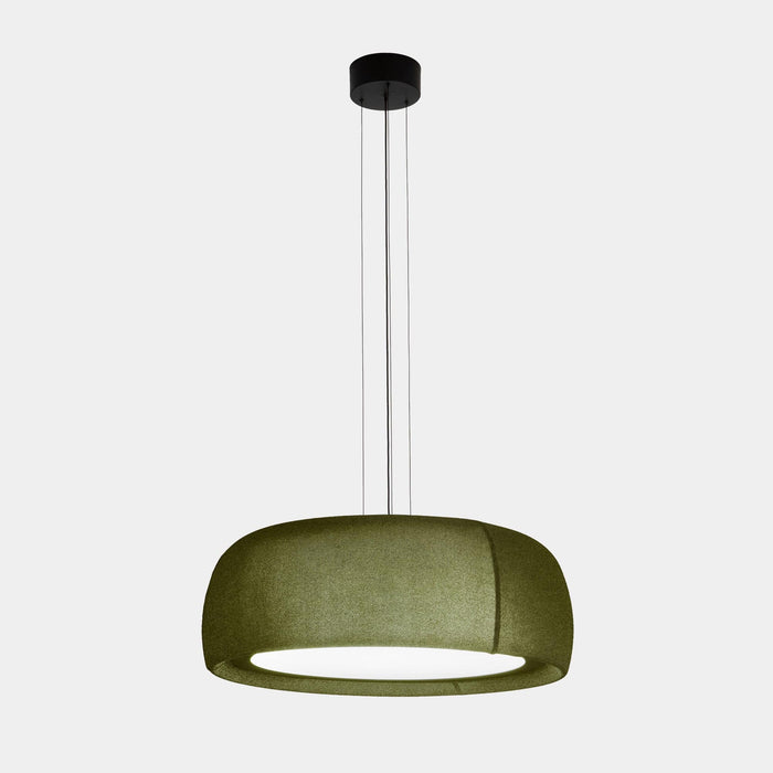 PENDANT GONG LED 25.6 3000K DALI-2 VERD RAL 6003 MATT TEIXIT TEXTIL VERD 1401LM