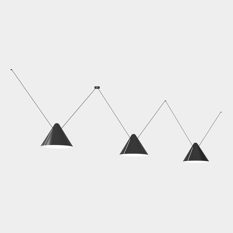 PENDANT SUPER ATTIC 3 BODIES CONIC SHAPE 1250MM E27 45 BLACK 2748LM 00-8380-05-05