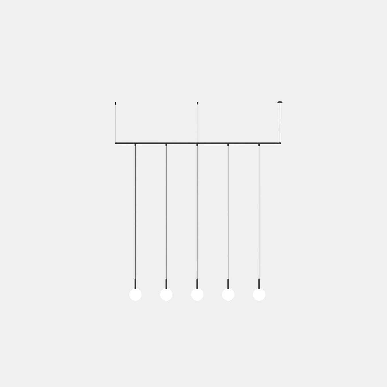 Tubs Modular Pendant Track with 5 Spheres