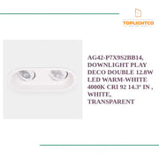 AG42-P7X9S2BB14, DOWNLIGHT PLAY DECO DOUBLE 12.8W LED WARM-WHITE 4000K CRI 92 14.3&ordm; IN , White, Transparent by@Outfy