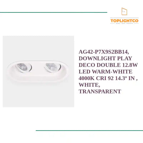 AG42-P7X9S2BB14, DOWNLIGHT PLAY DECO DOUBLE 12.8W LED WARM-WHITE 4000K CRI 92 14.3&ordm; IN , White, Transparent by@Outfy