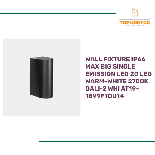 WALL FIXTURE IP66 MAX BIG SINGLE EMISSION LED 20 LED WARM-WHITE 2700K DALI-2 WHI AT19-18V9F1DU14 by@Outfy