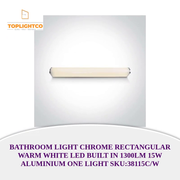 Bathroom Light Chrome Rectangular Warm White LED built in 1300lm 15W Aluminium One Light SKU:38115C/W by@Outfy