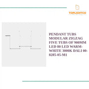 PENDANT TUBS MODULAR ZIGZAG FIVE TUBS OF 900MM LED 80 LED WARM-WHITE 3000K DALI 00-8285-05-M1 by@Outfy