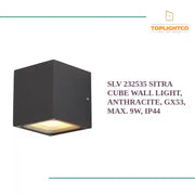 SLV 232535 SITRA CUBE wall light, anthracite, GX53, max. 9W, IP44 by@Outfy
