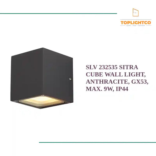 SLV 232535 SITRA CUBE wall light, anthracite, GX53, max. 9W, IP44 by@Outfy