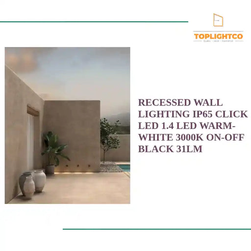 RECESSED WALL LIGHTING IP65 CLICK LED 1.4 LED WARM-WHITE 3000K ON-OFF BLACK 31LM by@Outfy