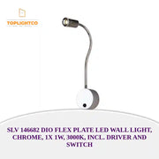SLV 146682 DIO FLEX PLATE LED wall light, chrome, 1x 1W, 3000K, incl. driver and switch by@Outfy