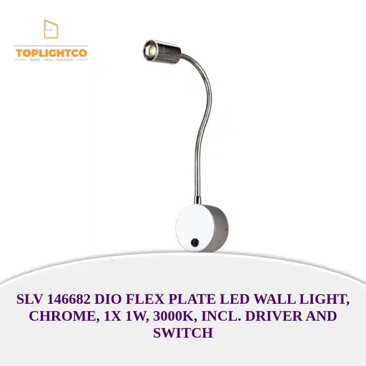 SLV 146682 DIO FLEX PLATE LED wall light, chrome, 1x 1W, 3000K, incl. driver and switch by@Outfy