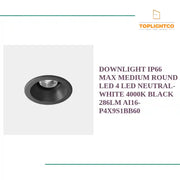 DOWNLIGHT IP66 MAX MEDIUM ROUND LED 4 LED NEUTRAL-WHITE 4000K BLACK 286LM AI16-P4X9S1BB60 by@Outfy