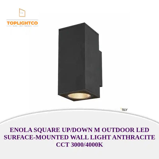 Enola Square Up/down M Outdoor Led Surface-mounted Wall Light Anthracite Cct 3000/4000k by@Outfy