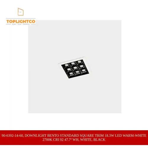 90-6392-14-60, DOWNLIGHT BENTO STANDARD SQUARE TRIM 18.3W LED WARM-WHITE 2700K CRI 92 47.7&ordm; WH, White, Black by@Outfy
