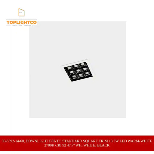 90-6392-14-60, DOWNLIGHT BENTO STANDARD SQUARE TRIM 18.3W LED WARM-WHITE 2700K CRI 92 47.7&ordm; WH, White, Black by@Outfy
