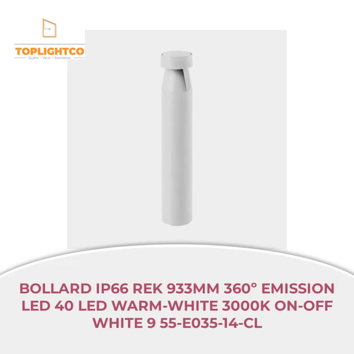 BOLLARD IP66 REK 933MM 360&ordm; EMISSION LED 40 LED WARM-WHITE 3000K ON-OFF WHITE 9 55-E035-14-CL by@Outfy