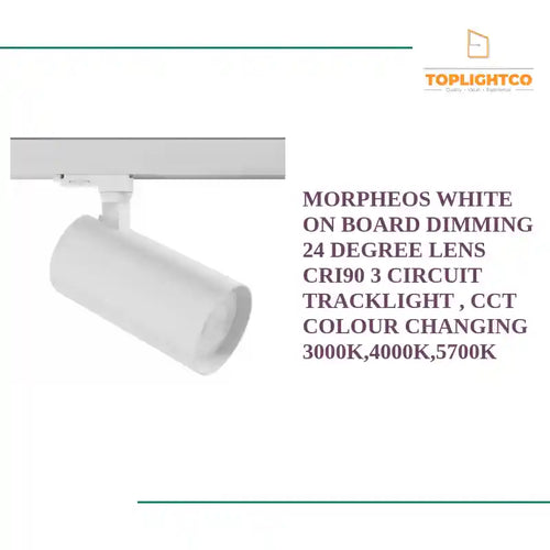 Morpheos White On Board Dimming 24 Degree Lens CRI90 3 Circuit Tracklight , CCT Colour Changing 3000K,4000K,5700K by@Outfy