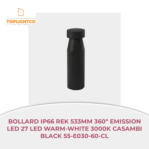 BOLLARD IP66 REK 533MM 360&ordm; EMISSION LED 27 LED WARM-WHITE 3000K CASAMBI BLACK 55-E030-60-CL by@Outfy