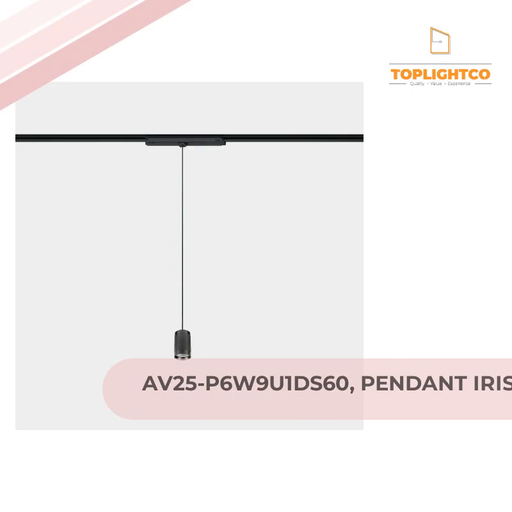 AV25-P6W9U1DS60, PENDANT IRIS TRACK HOOP 15&ordm; 7.5W LED WARM-WHITE 3000K CRI 92 DALI-2 BLACK IP20 , Black 3 Circuit by@Outfy