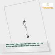 SPOTLIGHT IP66 MAX MINI SPIKE LED 2.2 LED WARM-WHITE 3000K URBAN GREY 163LM by@Outfy