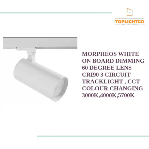 Morpheos White On Board Dimming 60 Degree Lens CRI90 3 Circuit Tracklight , CCT Colour Changing 3000K,4000K,5700K by@Outfy