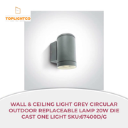 Wall &amp; Ceiling Light Grey Circular Outdoor Replaceable lamp 20W Die Cast One Light SKU:67400D/G by@Outfy