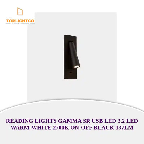 READING LIGHTS GAMMA SR USB LED 3.2 LED WARM-WHITE 2700K ON-OFF BLACK 137LM by@Outfy