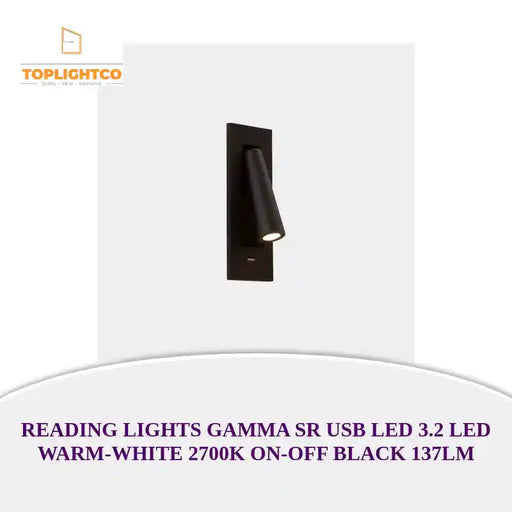 READING LIGHTS GAMMA SR USB LED 3.2 LED WARM-WHITE 2700K ON-OFF BLACK 137LM by@Outfy
