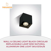 Wall &amp; Ceiling Light Black Circular Replaceable lamp 50W Natural Aluminium One Light SKU:12134/B by@Outfy