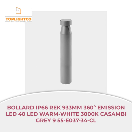 BOLLARD IP66 REK 933MM 360&ordm; EMISSION LED 40 LED WARM-WHITE 3000K CASAMBI GREY 9 55-E037-34-CL by@Outfy