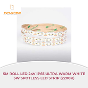 5m roll LED 24V IP65 Ultra Warm White 5W Spotless LED Strip (2200K) by@Outfy