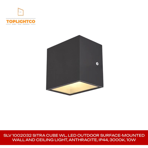 SLV 1002032 SITRA CUBE WL, LED outdoor surface-mounted wall and ceiling light, anthracite, IP44, 3000K, 10W by@Outfy