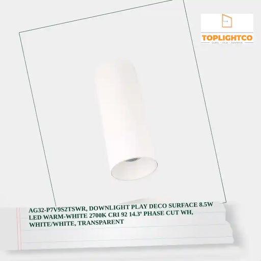 AG32-P7V9S2TSWR, DOWNLIGHT PLAY DECO SURFACE 8.5W LED WARM-WHITE 2700K CRI 92 14.3&ordm; PHASE CUT WH, White/white, Transparent by@Outfy
