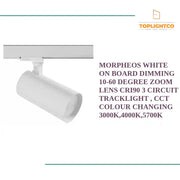 Morpheos White On Board Dimming 10-60 Degree Zoom Lens CRI90 3 Circuit Tracklight , CCT Colour Changing 3000K,4000K,5700K by@Outfy