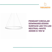 PENDANT CIRCULAR DOWNWARD &Oslash;3000 SURFACE LED 174 LED NEUTRAL-WHITE 4000K 0-10V W by@Outfy