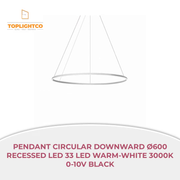 PENDANT CIRCULAR DOWNWARD &Oslash;600 RECESSED LED 33 LED WARM-WHITE 3000K 0-10V BLACK by@Outfy