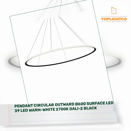 PENDANT CIRCULAR OUTWARD &Oslash;600 SURFACE LED 39 LED WARM-WHITE 2700K DALI-2 BLACK by@Outfy