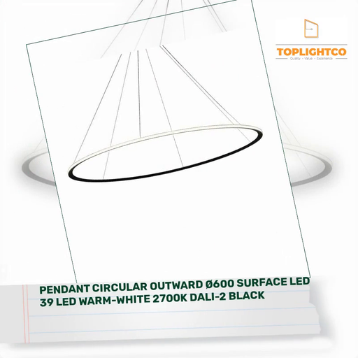 PENDANT CIRCULAR OUTWARD &Oslash;600 SURFACE LED 39 LED WARM-WHITE 2700K DALI-2 BLACK by@Outfy