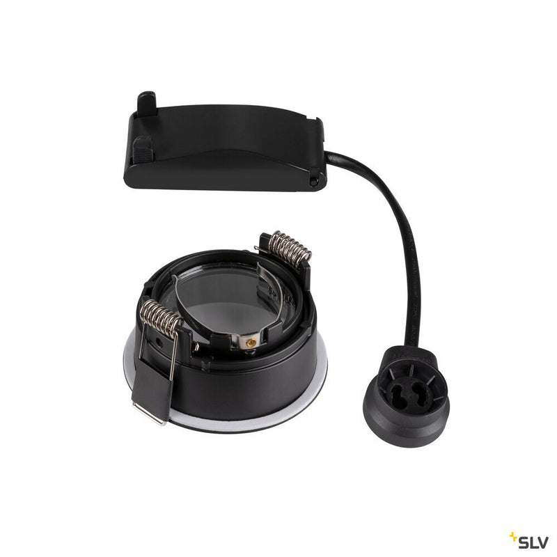 SLV 1005435 HORN GU10, black recessed ceiling light, 25 W blower door tested