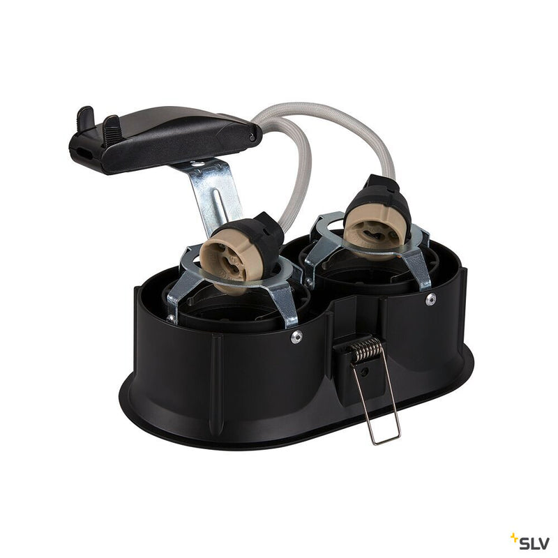 SLV 1006121 HORN double QPAR51, black recessed ceiling light, 25 W