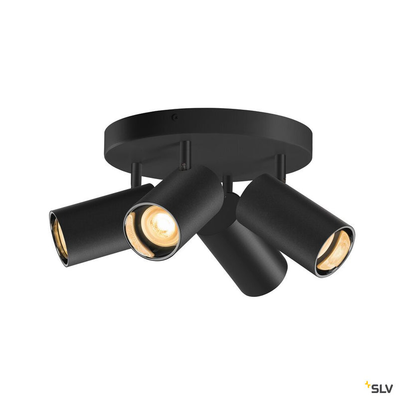 SLV 1006429 ASTO TUBE, ceiling-mounted light, cylindrical, max. 4x10 W, black