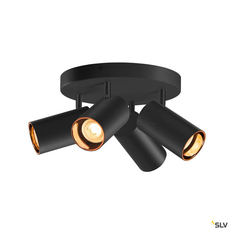 SLV 1006429 ASTO TUBE, ceiling-mounted light, cylindrical, max. 4x10 W, black