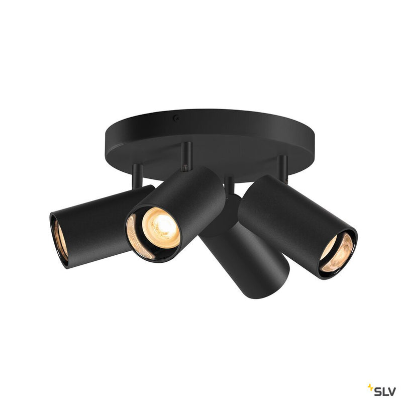 SLV 1006429 ASTO TUBE, ceiling-mounted light, cylindrical, max. 4x10 W, black