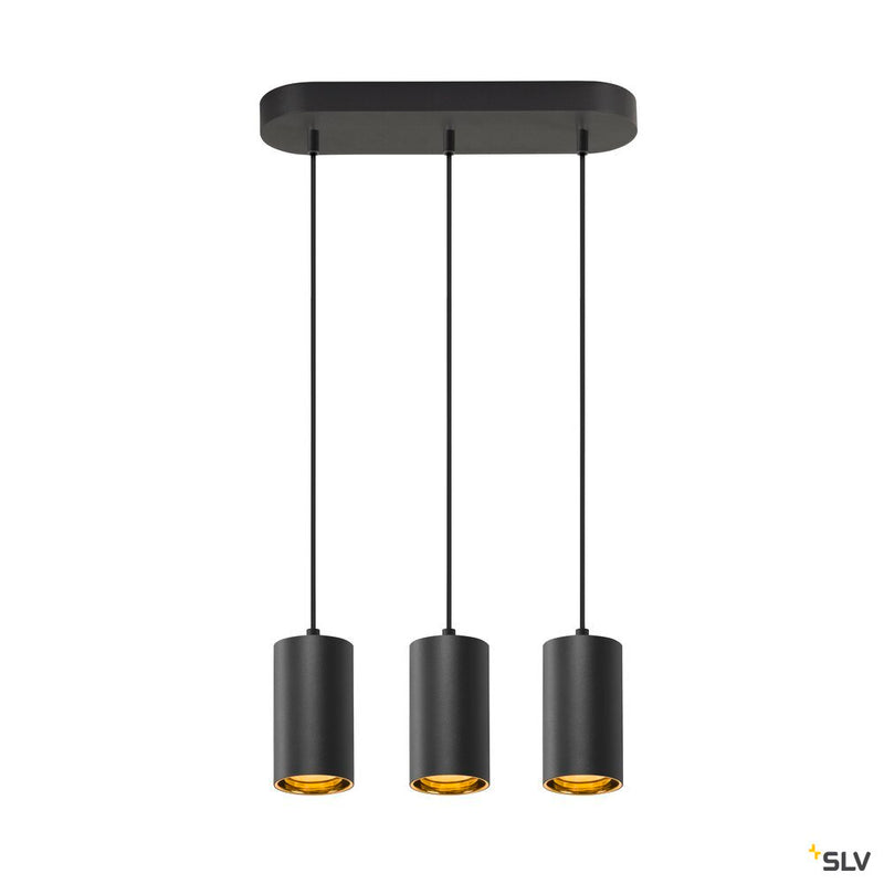 SLV 1006435 ASTO TUBE, pendant light, GU10, pendant length 250 cm, max. 3x10 W, black