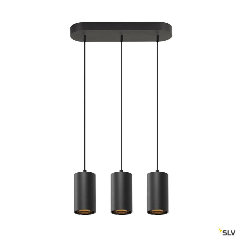SLV 1006435 ASTO TUBE, pendant light, GU10, pendant length 250 cm, max. 3x10 W, black