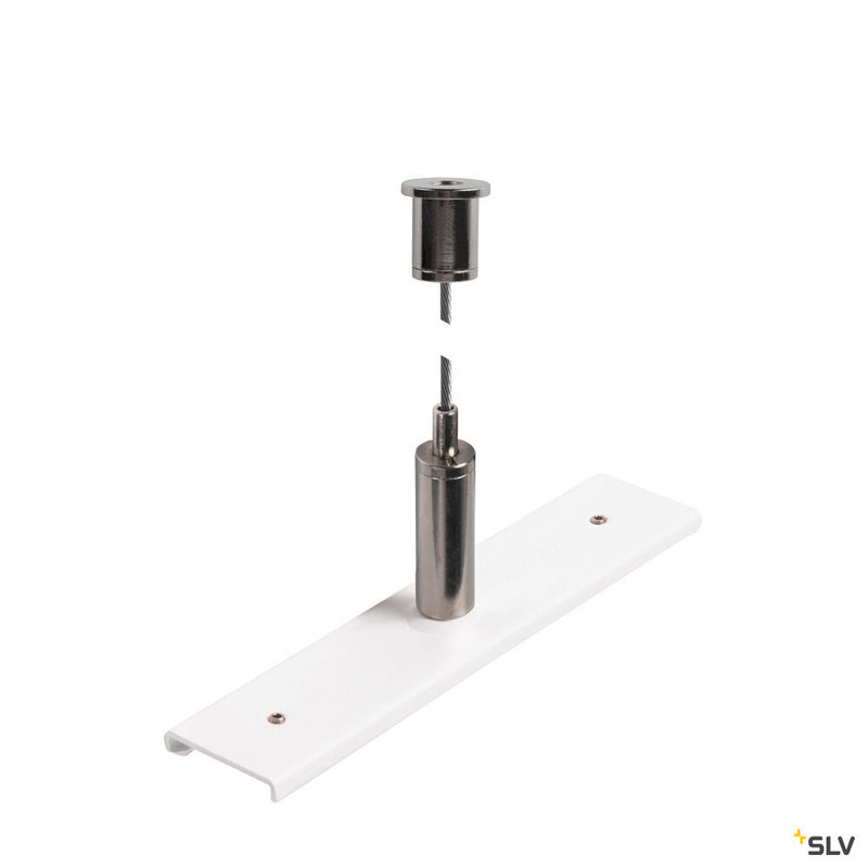 SLV 1006604 Track reinforcement plate with mounting set, 48V TRACK, 3 m wire rope, white