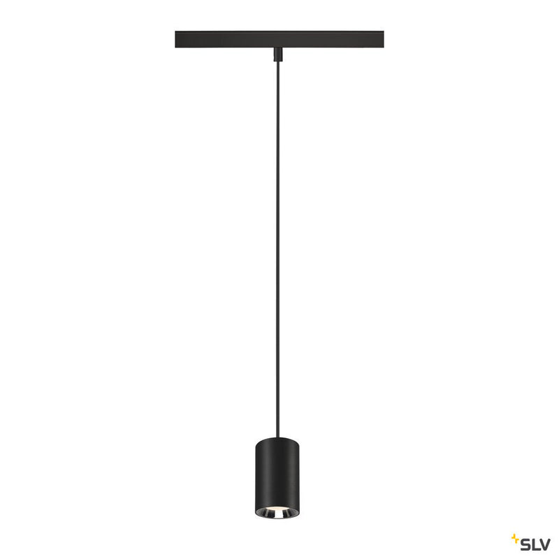 SLV 1006800 NUMINOS® XS, 48V pendant light, pendant length 150 cm, 4000 K, 40°, DALI 2, matt black / glossy chrome